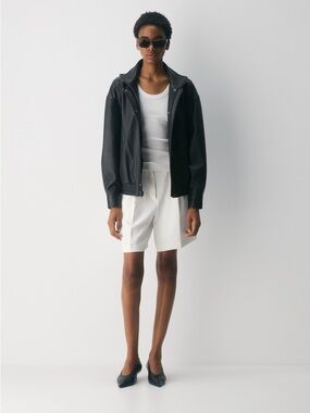 Aritzia High-Waist White Tailored Shorts